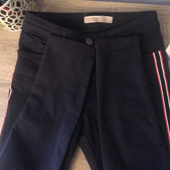 Zara Navy Blue Skinny Jeans with side strip size 2 - Picture 7 of 7